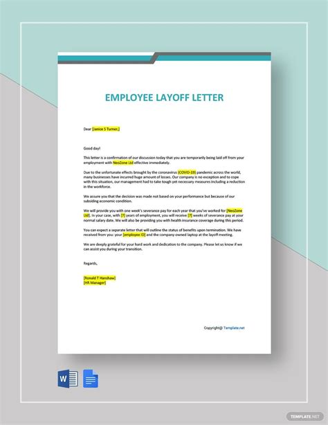 Employee Layoff Letter in Word, Pages, PDF, Google Docs - Download ...