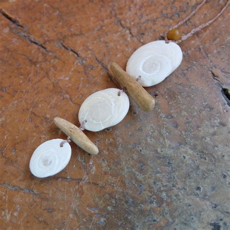 Shiva Eye shell / limestone fossil, shell jewelry - beige white spiral ...