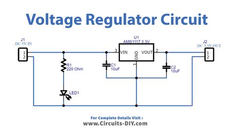 AMS117 Voltage Regulator Circuit 5V to 3.3V