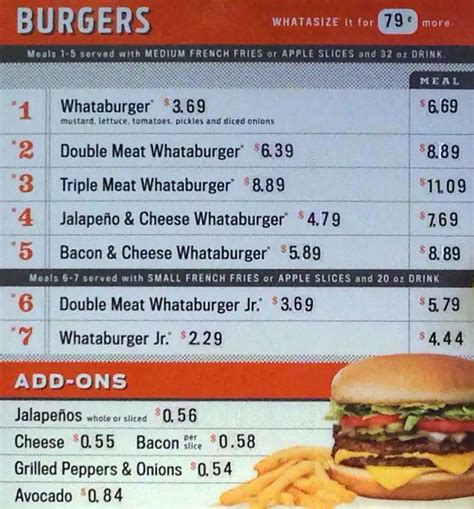 Menu at Whataburger fast food, Dallas, N Airfield Dr