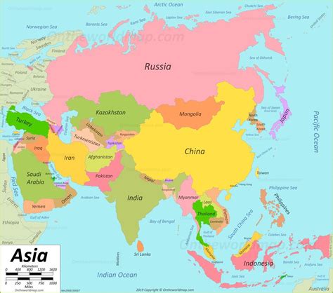 Asia map, Asia pacific map, Countries of asia