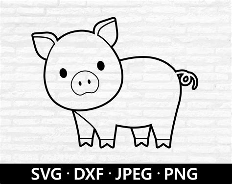 Pig Outline SVG Baby Pig Cut File Cute Pig Svg Animal Svg - Etsy Canada