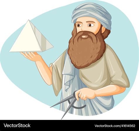 Pythagoras cartoon character on white background Vector Image