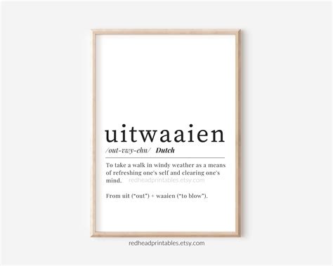 Uitwaaien Definition Printable Wall Art, Dutch Quote Printable, Outdoor Quote Print ...