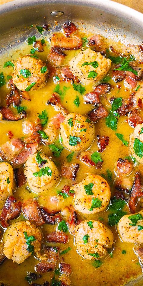 Seared Scallops with Bacon in Lemon Butter Sauce #scallops #bacon | Scallop recipes, Seafood ...