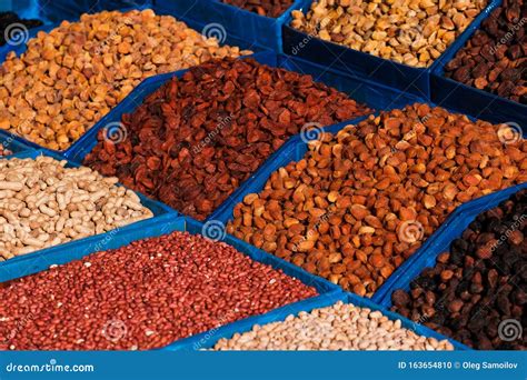 Dried Fruits and Nuts Close-up. Dried Fruits and Nuts on the Market Stock Photo - Image of ...