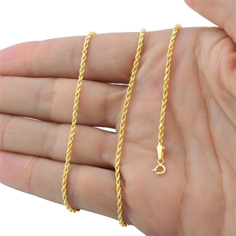 Genuine 14K Yellow Gold 16"-32" Rope Chain Pendant Necklace Men Women 1.5mm- 5mm | eBay