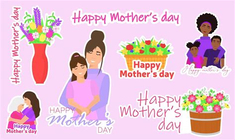 Collection of stickers for happy Mother's Day. Clip art for mother day. 22223662 Vector Art at ...