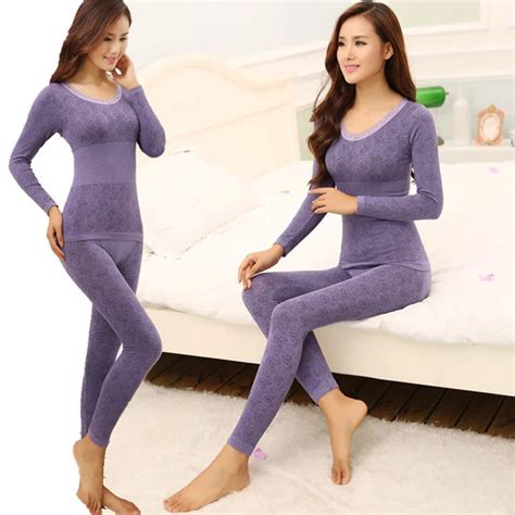 Women winter warm thermal underwear women long johns long sleeve ...