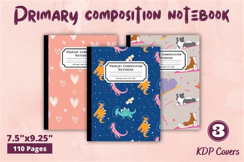Primary Composition Notebook KDP Cover Graphic by Kingdom of Arts · Creative Fabrica