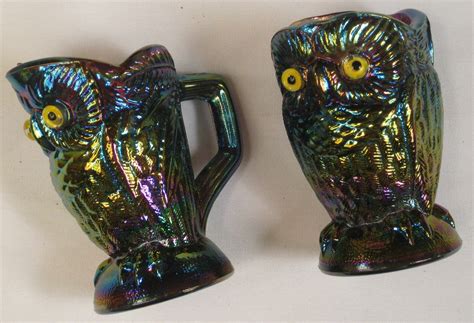 Summit Amethyst Owl Carnival Glass Cream & Sugar Set – Carnival Glass