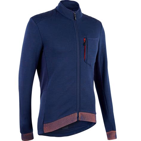 Men's Long-Sleeved Merino Wool Road Cycling Bike Touring Jersey RC900 - Blue Triban - Decathlon