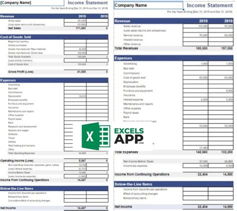 Income Statement Template - Excels App