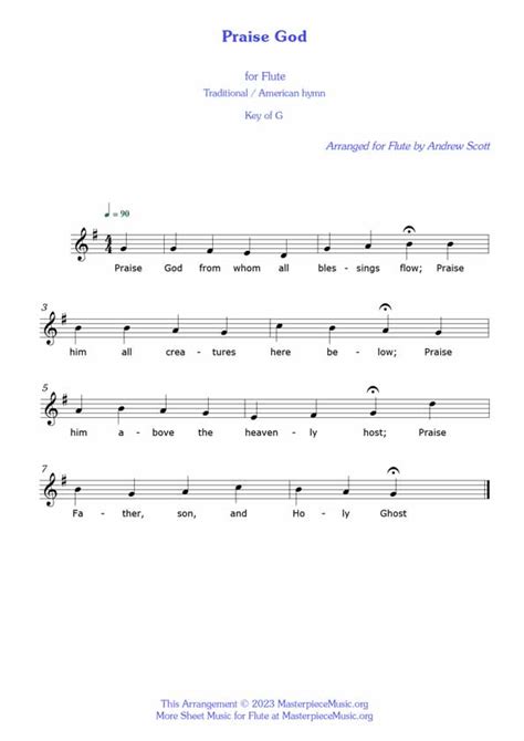 Praise God – Free Sheet Music for the Flute – MasterpieceMusic.org