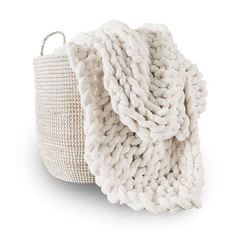 Creamy White Oversized Chunky Chenille Handknit Blanket // Super soft ...