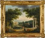 A formal garden with figures by a rotunda, a villa beyond | Town & Country: A Private Collection ...