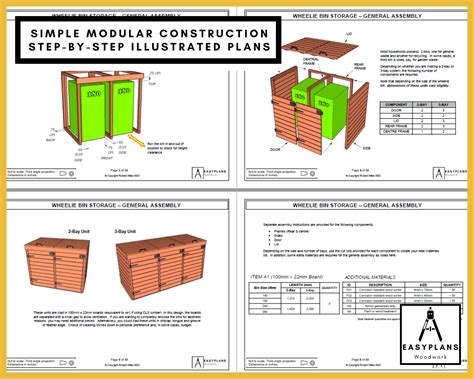 Wheelie Bin Storage Plans Two or Three Bay System DIY - Etsy Canada