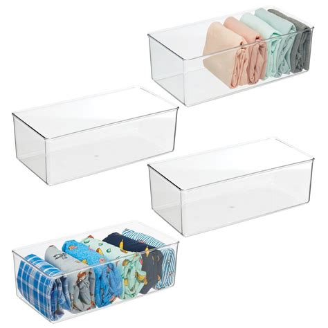 Mdesign plastic bedroom closet drawer organizer bin clear – Artofit