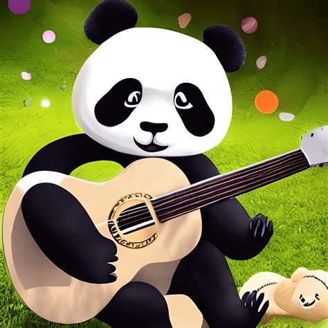 Panda Playing Guitar Kawaii Chibi · Creative Fabrica