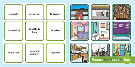 FREE! - Cartes pour jeu de paires : Les pièces de la maison