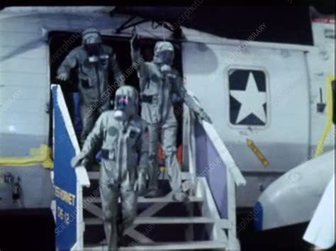 Apollo 11 astronauts enter quarantine on USS Hornet, 1969 - Stock Video ...