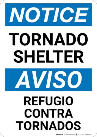 Notice: Bilingual Spanish Tornado Shelter Portrait | Creative Safety Supply