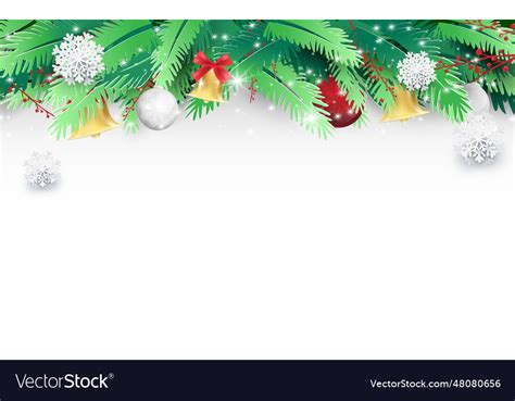 Christmas tree branches and ornaments christmas Vector Image