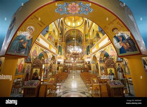 Korca, Albania. 03rd May, 2023. The nave of the Resurrection Cathedral ...