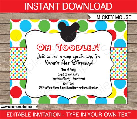 Mickey Mouse Clubhouse Invitations Template