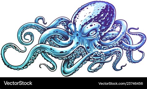 Blue octopus art Royalty Free Vector Image - VectorStock