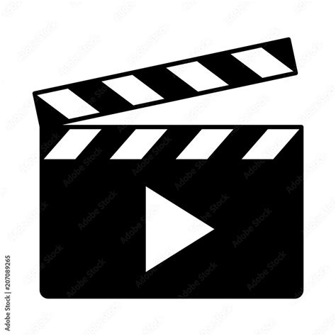 Stockvector Movie clapperboard or film clapboard with play arrow flat vector icon for video apps ...