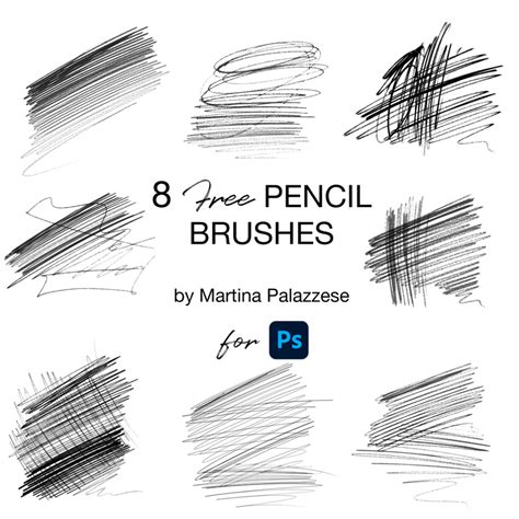 8 Pencil brushes | Photoshop - PSD - Free PSD resources