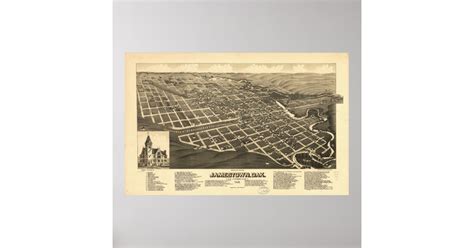 1883 Jamestown, ND Birds Eye View Panoramic Map Poster | Zazzle