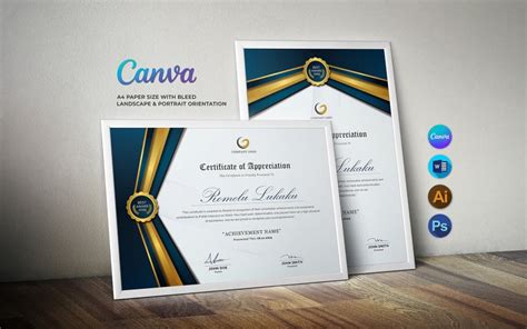 Appreciation Certificate Template Canva - TemplateMonster