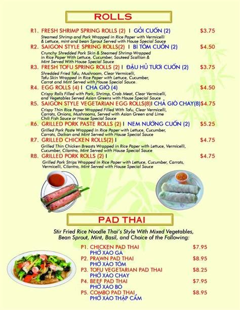 Menu at Pad Thai restaurant, Lemoore