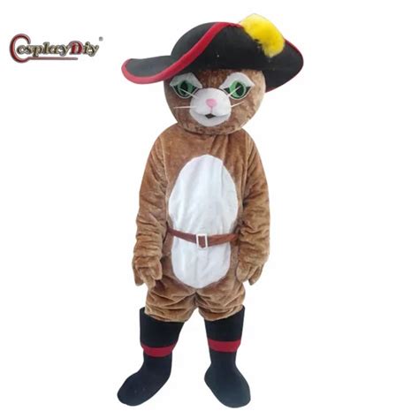 Cosplaydiy Puss in Boots Cat Mascot Costume Cartoon Animal Cosplay Costumes Halloween Carnival ...