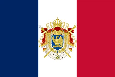 The flag of the First French Empire with the Imperial Coat of arms : r ...