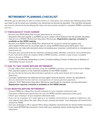 FREE 10+ Planning for Retirement Checklist Samples in PDF | DOC