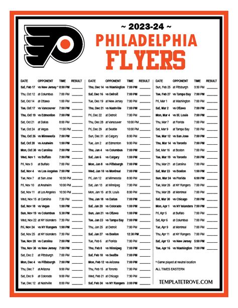 2024 Flyers Schedule - Aimee Atlante