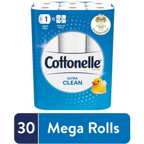 Cottonelle Ultra Clean Bulk Toilet Paper Mega Roll, 30 ct - Kroger