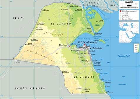 Kuwait Map (Physical) - Worldometer