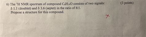 The H NMR spectrum of compound C6H14O consists of two | Chegg.com