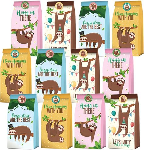 Amazon.com: 24 Pack Sloth Party Favor Bags - Jungle Animal Sloth ...