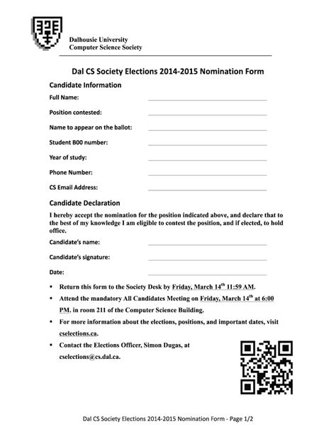 Printable Nomination Form - Printable Forms Free Online