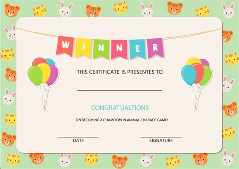 Certificate Of Winning Template