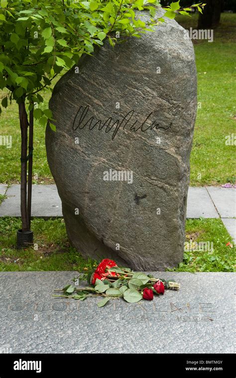 Grave of Swedish politician and Prime Minister Olof Palme, Adolf Fredrick Cemetery Stockholm ...