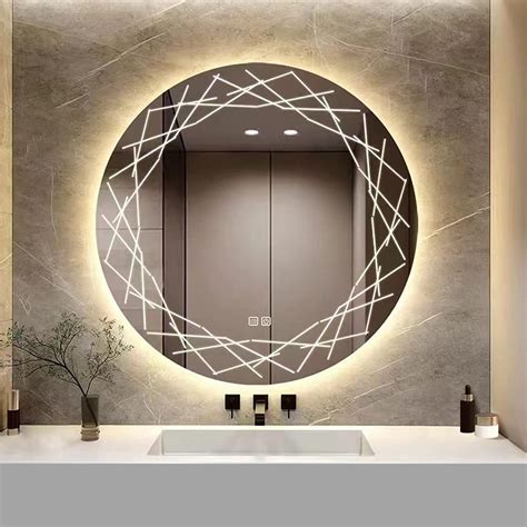 Crooked Round LED Bathroom Mirror (3 Led Lights) - Bapida