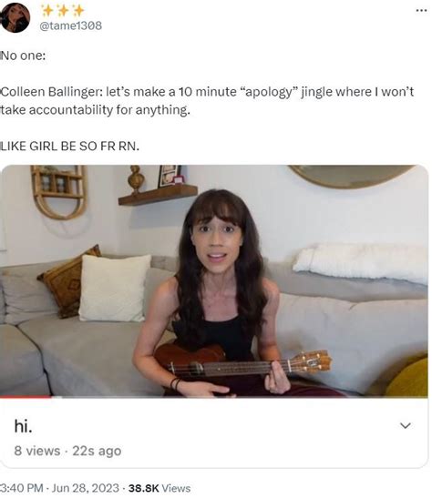 No one: Colleen Ballinger: let’s make a 10 minute “apology” jingle ...