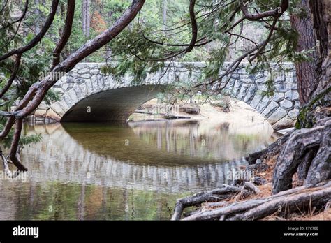 A bridge across the Merced River in the Yosemite Valley. Yosemite ...