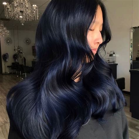 Pin by 𐐪𐑂 on locks | Blue hair balayage, Damp hair styles, Midnight ...